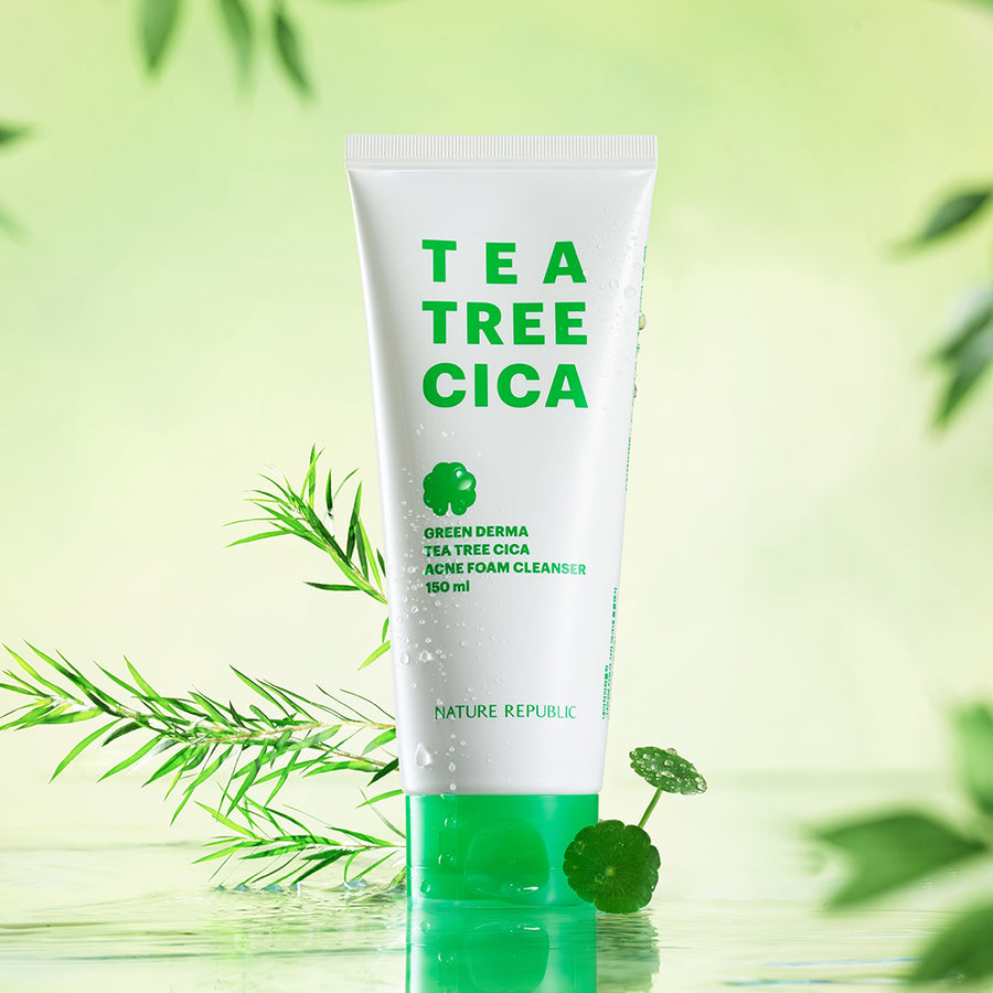 [BHA/PHA] Green Derma Tea Tree Cica Total Set - Foam Cleanser, Big Toner 500ml, Clear Emulsion & Soothing Cream