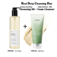 REAL DEEP Cleansing Duo - freemay Real Deep Cleansing Oil 330ml + Anua Heartleaf Deep Cleansing Foam w/ FREE 1X SUN STICK