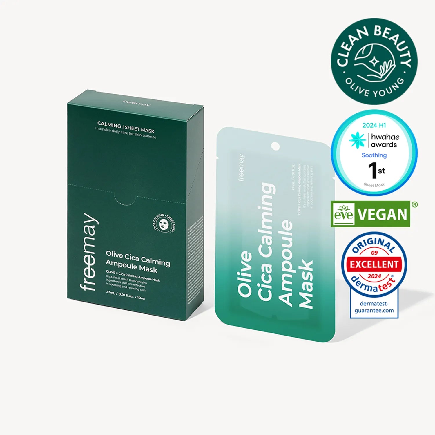 FREEMAY-Olive Cica Calming Ampoule Mask Sheets (10sheets) – Nature