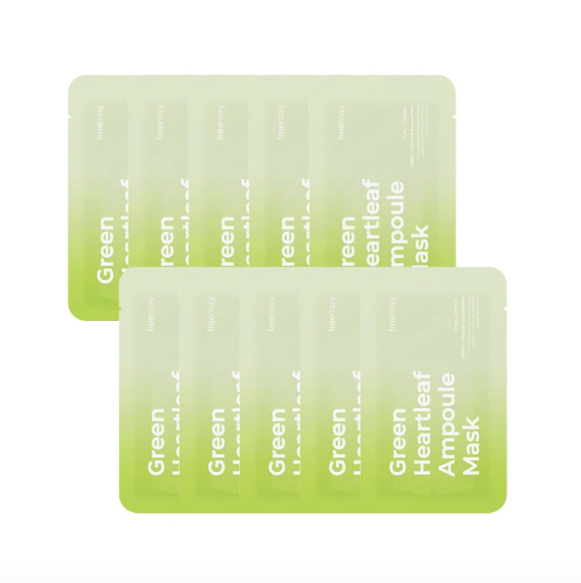 FREEMAY-Vegan Green Heartleaf Ampoule Mask sheets (10sheets