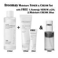 FREEMAY-Moisture Toner (350ml) & Cream (100ml + 30ml) Set (with FREE Synergy Serum 50ml)