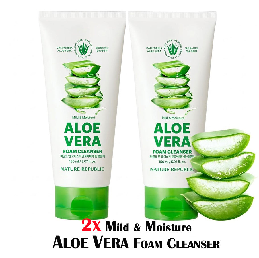 neovita aloe cleansing foam 2X] Mild & Moisture ALOE VERA Foam Cleanser (NEW) – Nature Republic USA
