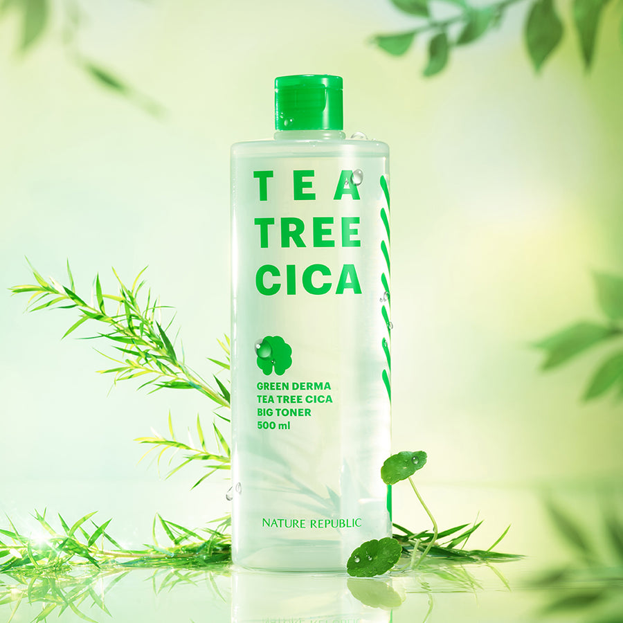 [BHA/PHA] Green Derma Tea Tree Cica Trio 1 - Foam Cleanser, Big Toner 500ml & Soothing Cream