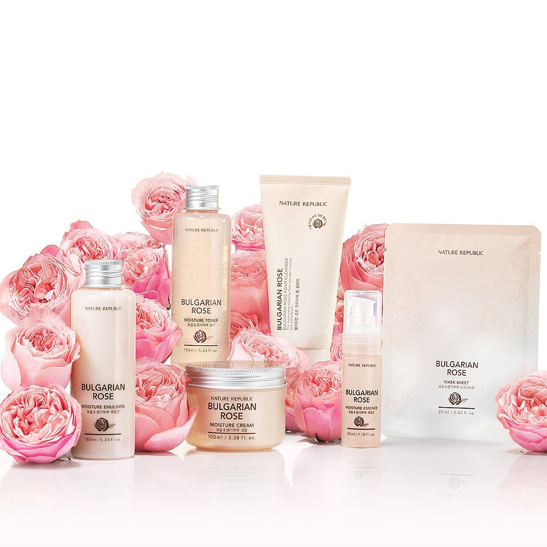 Bulgarian Rose 6 Piece Special Care Set (Foam Cleaner, Toner, Essence, Emulsion, Cream & 2x Mask Sheet)