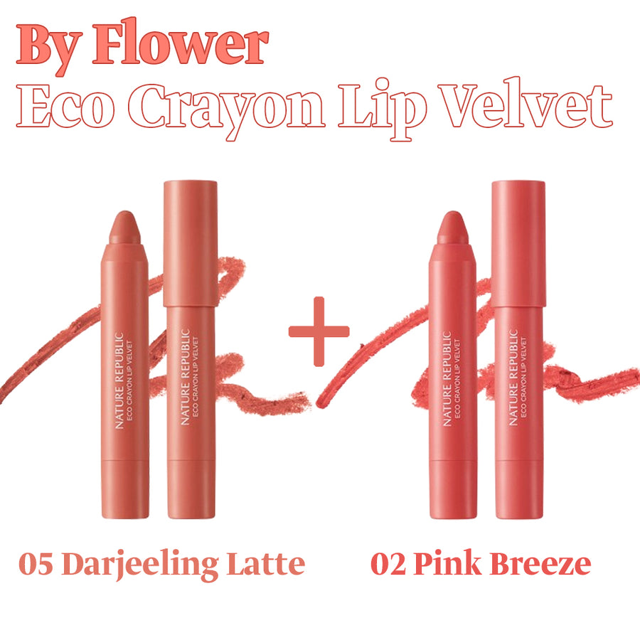 [BOGO50] By Flower Eco Crayon Lip Velvet  (05 Darjeeling Latte + Choose Your Color)