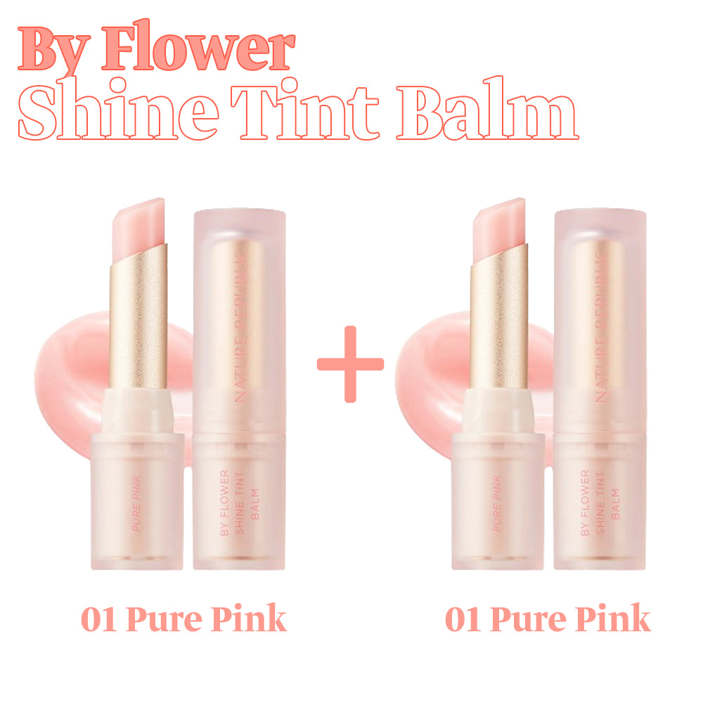 [2X] By Flower Shine Tint Balm 01 Pure Pink