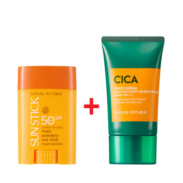 [BOGO50] California Aloe Fresh Powdery Sun Stick Broad Spectrum SPF50+ PA++++ & Green Derma Mild Cica Safety 100 Sun Cream SPF50+ PA++++