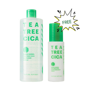 [BHA/PHA] Green Derma Tea Tree Cica Big Toner 500ml w/FREE Tea Tree Cica Emulsion