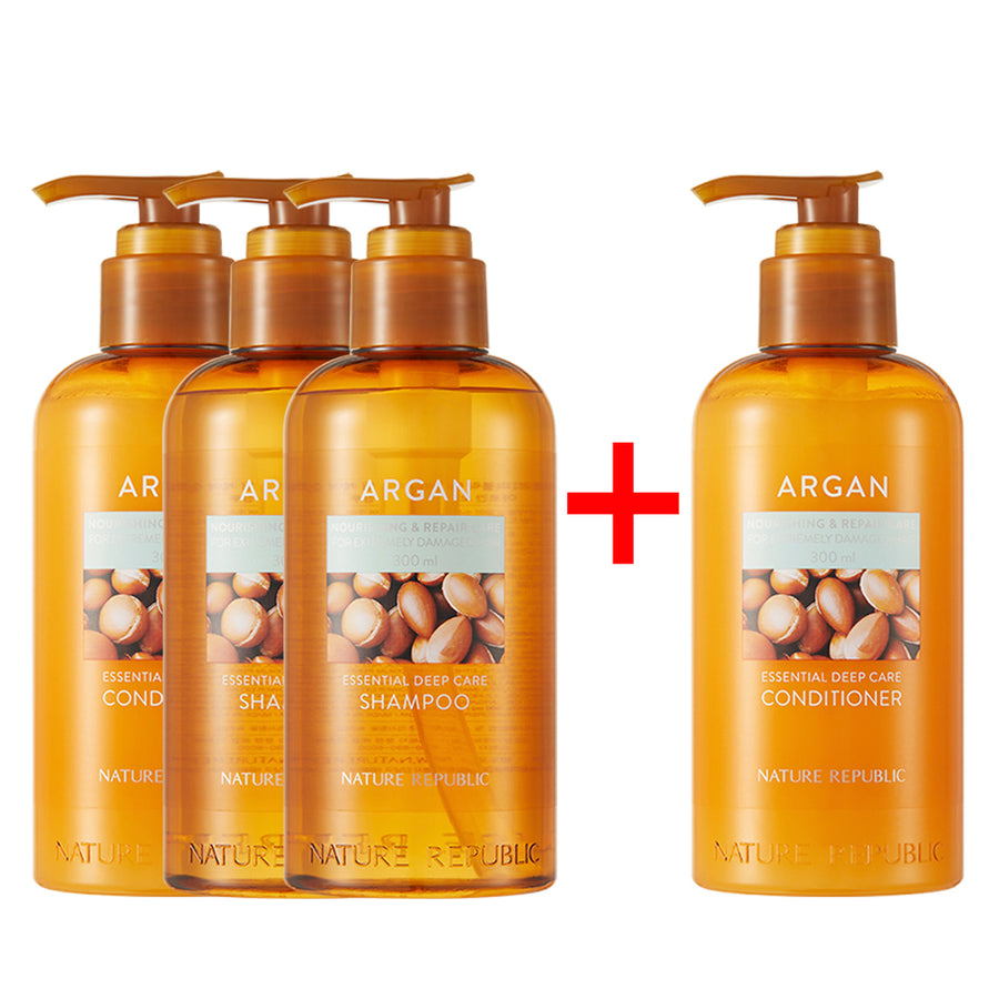 [3+1] Argan Essential Deep Care Shampoo & Conditioner (2x Shampoo & 2x Conditioner)