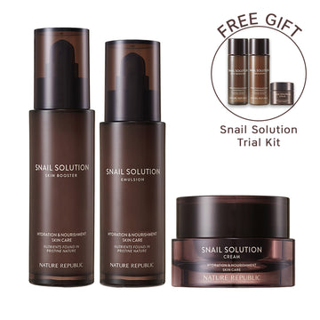 [IMPROVING SKIN COMPLEXION & ELASTICITY] Snail Solution Skin Booster, Emulsion & Cream (w/ FREE Trial Kit)