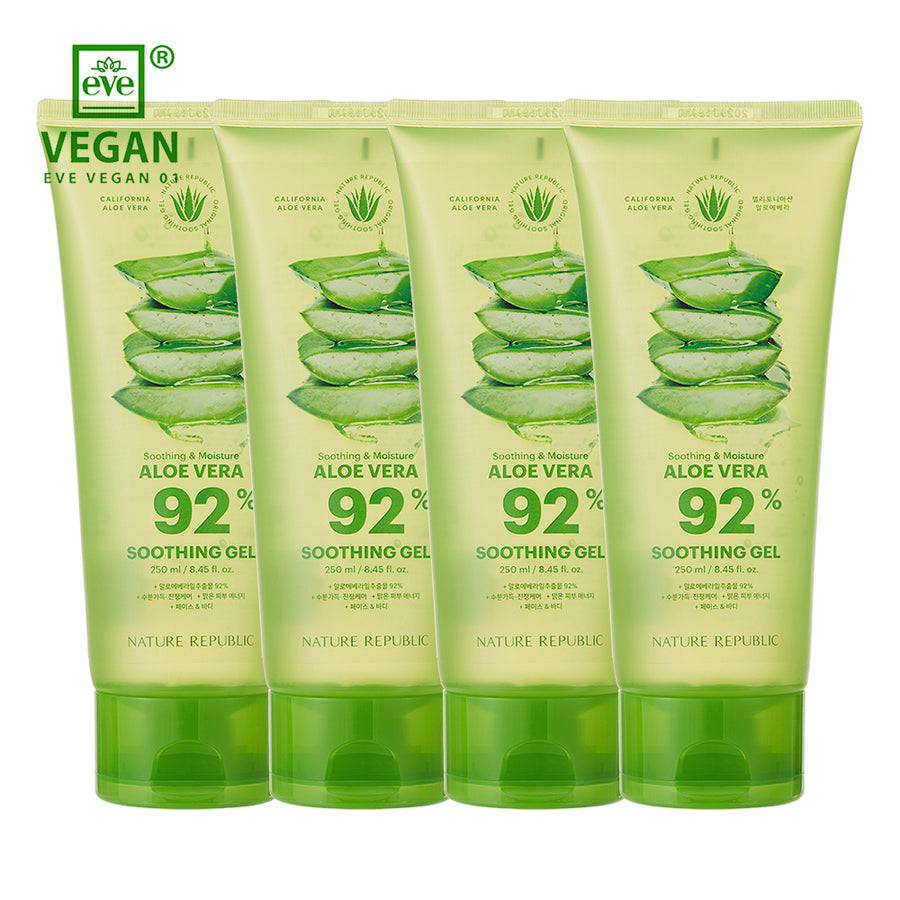 [VEGAN BEAUTY] [4X] Soothing & Moisture Aloe Vera 92% Soothing Gel (Tube)