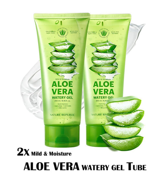 nature republic [VEGAN BEAUTY] [2X] Mild & Moisture ALOE VERA Watery Gel  (Tube) Sale | Cosmetics