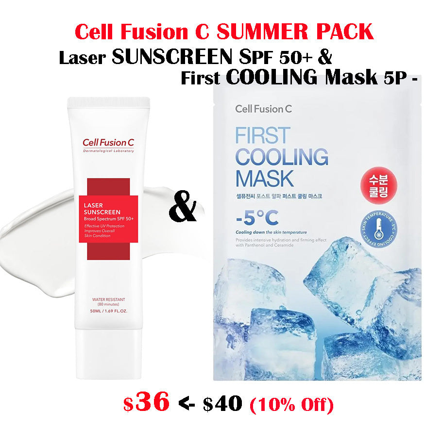 [Cell Fusion C] Summer Pack - Laser Sunscreen SPF 50+ & First Cooling Mask 5p