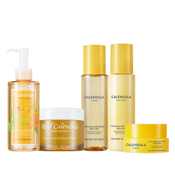Calendula Relief 5pcs Total Care Set (Cleansing Oil, Wash Off Pack, Toner, Emulsion & Cream)