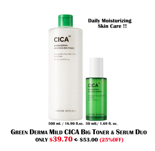 [NATURE REPUBLIC] Green Derma Mild CICA Big Toner & Serum Duo