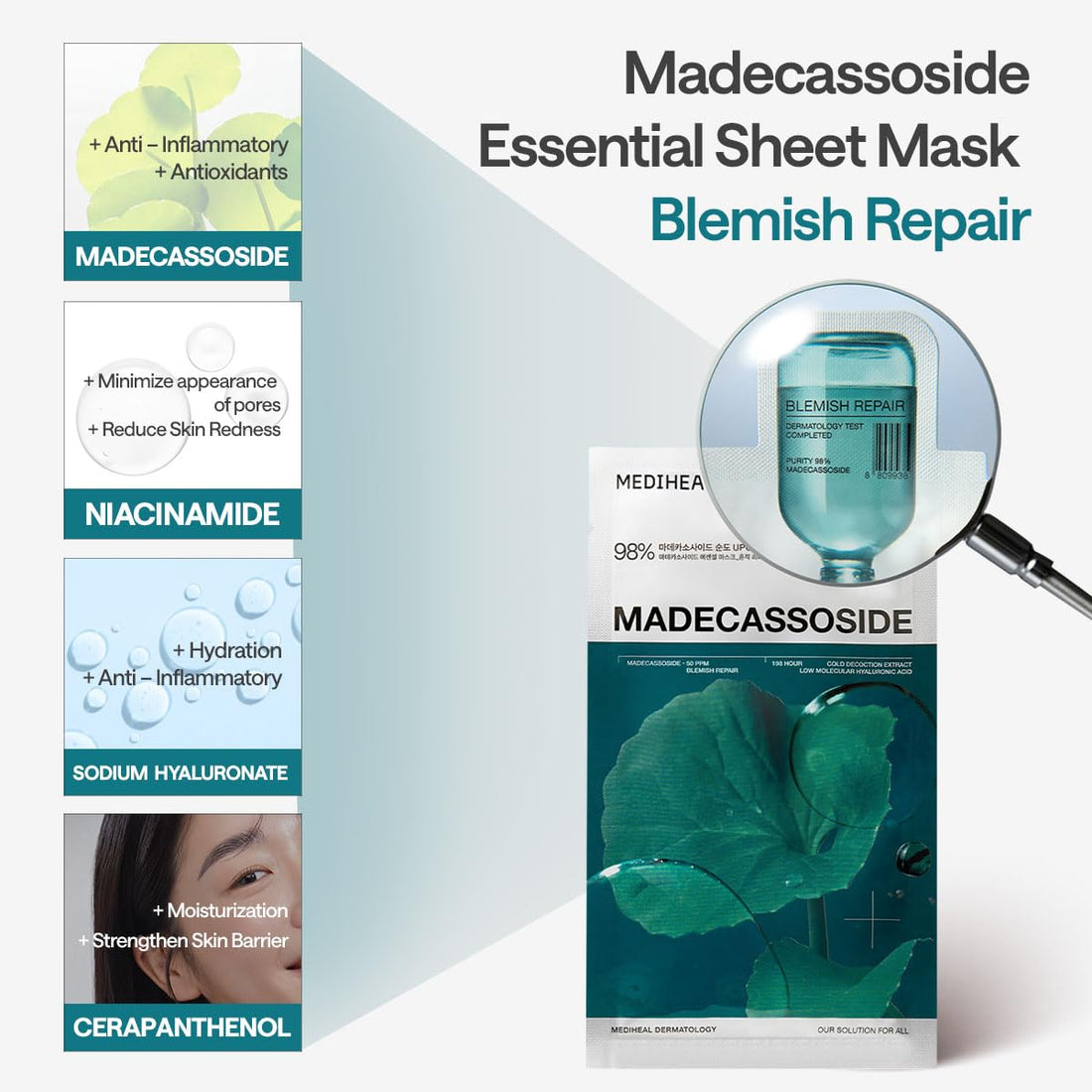 [MEDIHEAL] Madecassoside Essential Mask - Blemish Repair 10pcs