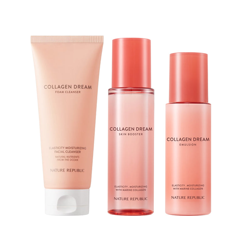 Men's Anti-Aging Care Set - Collagen Dream Vitamin C Capsule Foam Cleanser, Skin Booster & Emulsion