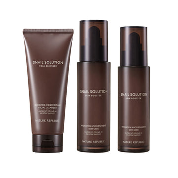 [FATHER'S DAY] [IMPROVING SKIN COMPLEXION & ELASTICITY] Snail Solution Foam Cleanser, Skin Booster & Emulsion