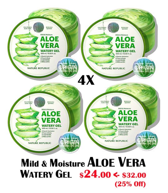 [NATURE REPUBLIC] [VEGAN BEAUTY] [4X] Mild & Moisture ALOE VERA Watery Gel