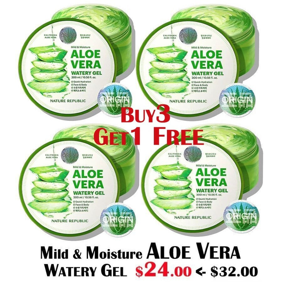 [VEGAN BEAUTY] [4X] Mild & Moisture Aloe Vera Watery Gel  -1X FREE