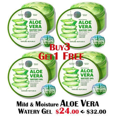 [VEGAN BEAUTY] [4X] Mild & Moisture Aloe Vera Watery Gel  -1X FREE