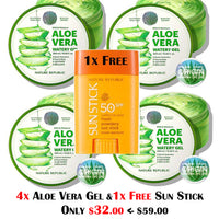 4X Mild  & Moisture ALOE VERA Watery Gel w/ FREE 1X SUN STICK