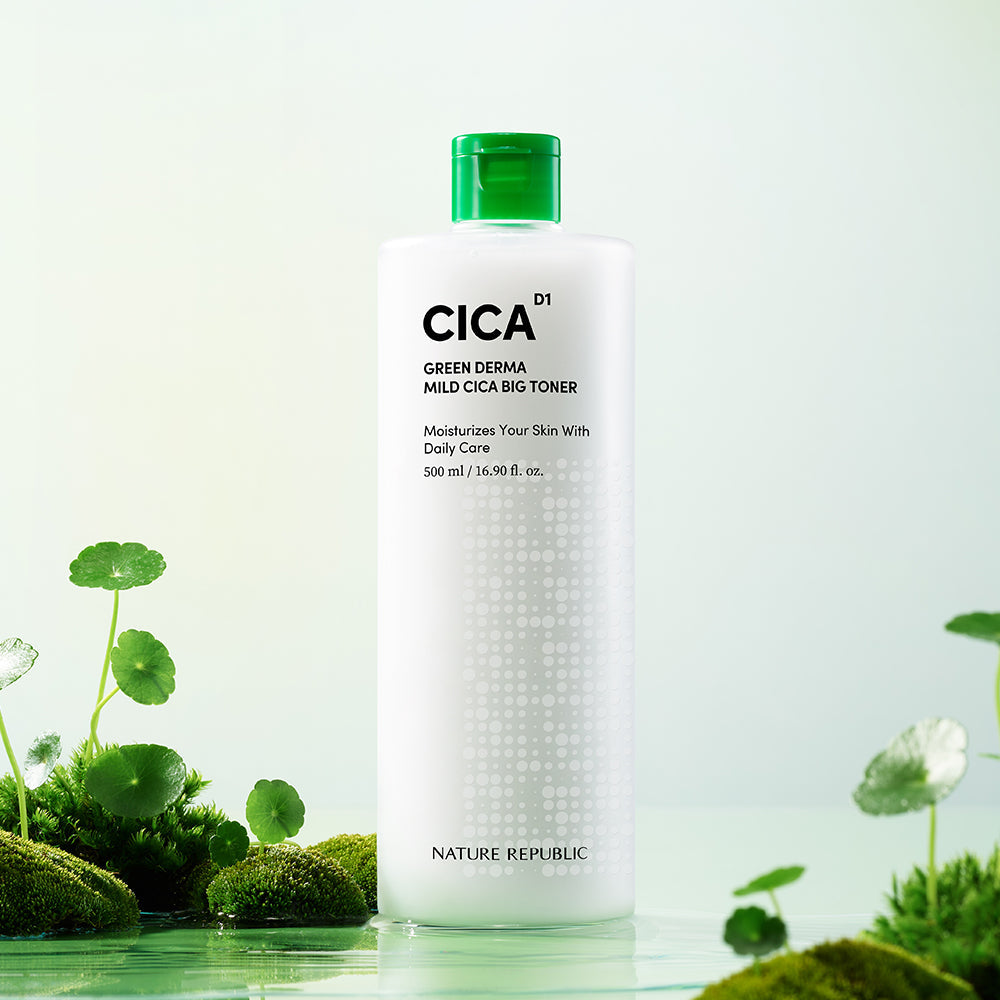 Green Derma Mild Cica 3pcs Skin Care Set - Foam Cleanser, Big Toner & Serum