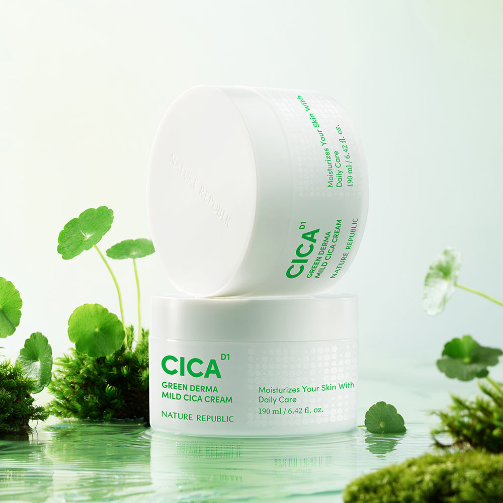 Green Derma Mild Cica 4pcs Skin Care Set - Foam Cleanser, Big Toner, Serum & Cream