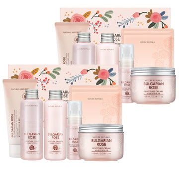 [2X] Bulgarian Rose 6 Piece Special Care Set (Foam Cleaner, Toner, Essence, Emulsion, Cream & 2x Mask Sheet)