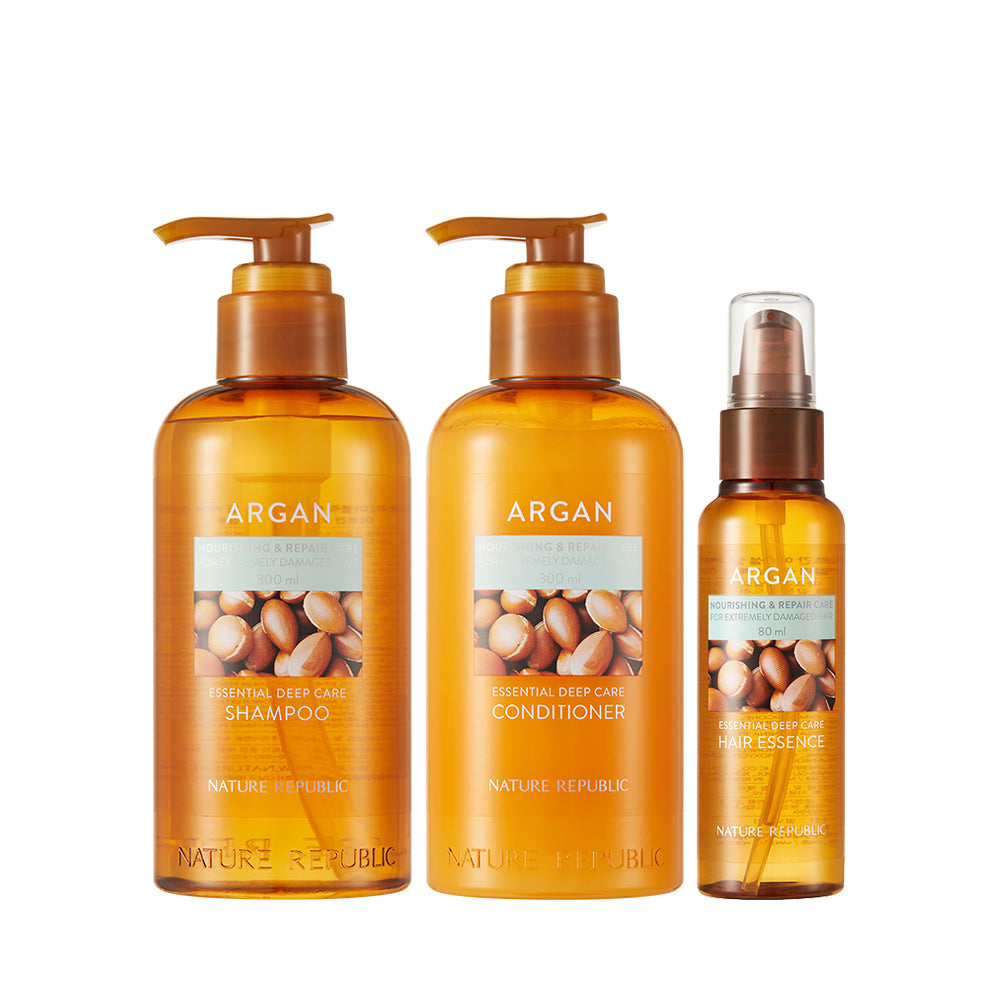 Argan Essential Deep Care Trio Set 3 (Shampoo, Conditioner & Hair Essence)
