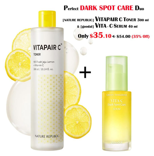 PERFECT DARK SPOT CARE DUO - [NATURE REPUBLIC] VITAPAIR C TONER 300ml & [GOODAL] DARK SPOT CARE SERUM 40ml