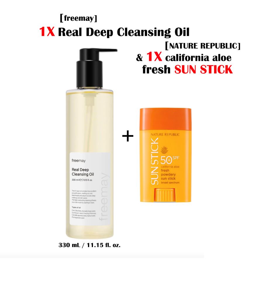 [FREEMAY] Real Deep Cleansing Oil 330ml w/ FREE 1X SUN STICK
