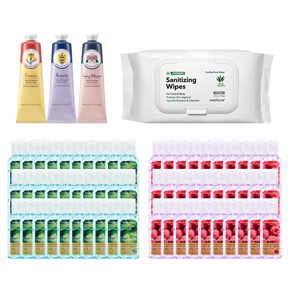 [HOLIDAY SAFETY] Hand Care Set (3x Hand Cream, 60x Sanitizer & Sanitizing Wipes)