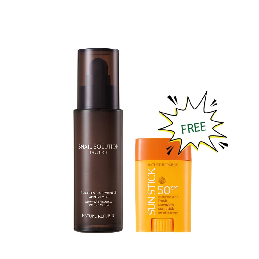 [IMPROVING SKIN COMPLEXION & ELASTICITY] Snail Solution Emulsion w/ FREE California Aloe Sun Stick
