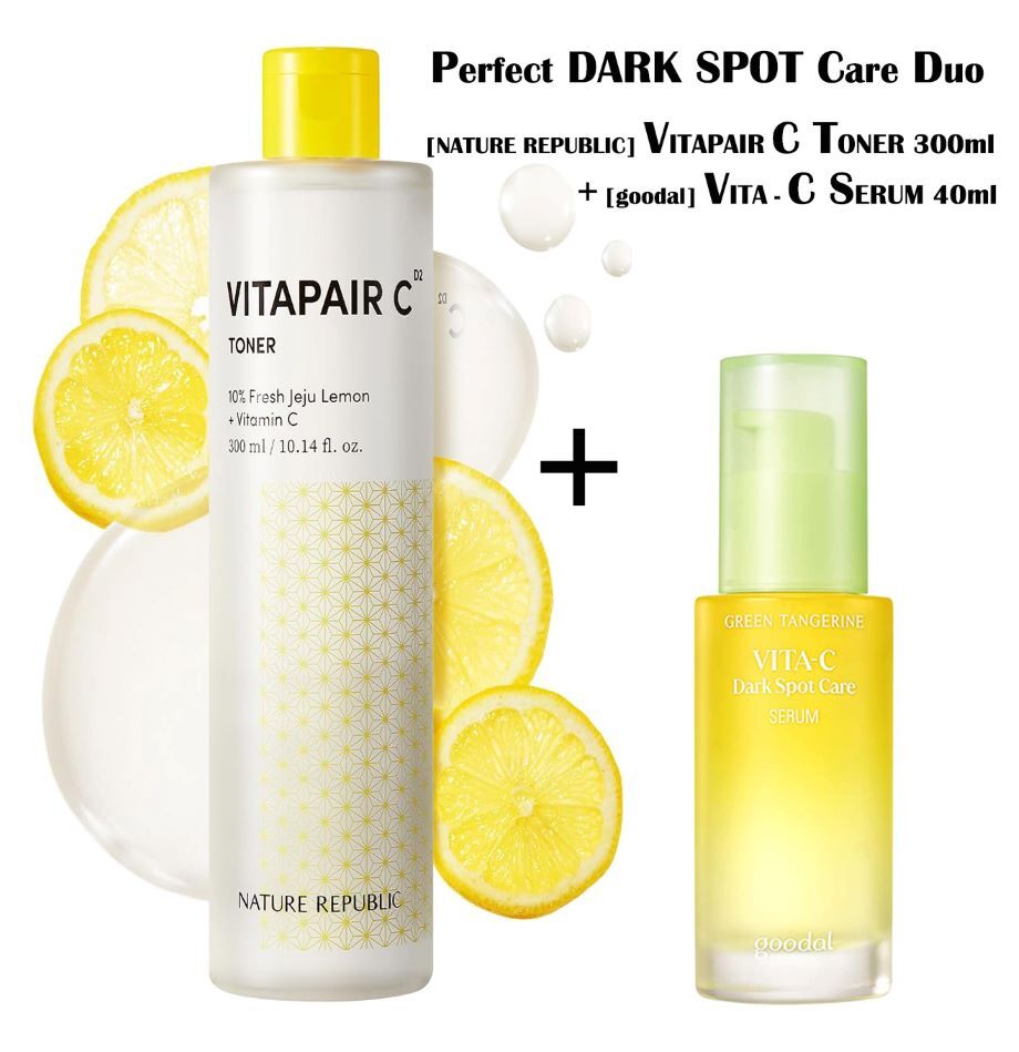 PERFECT DARK SPOT CARE DUO - [NATURE REPUBLIC] VITAPAIR C TONER 300ml & [GOODAL] DARK SPOT CARE SERUM 40ml