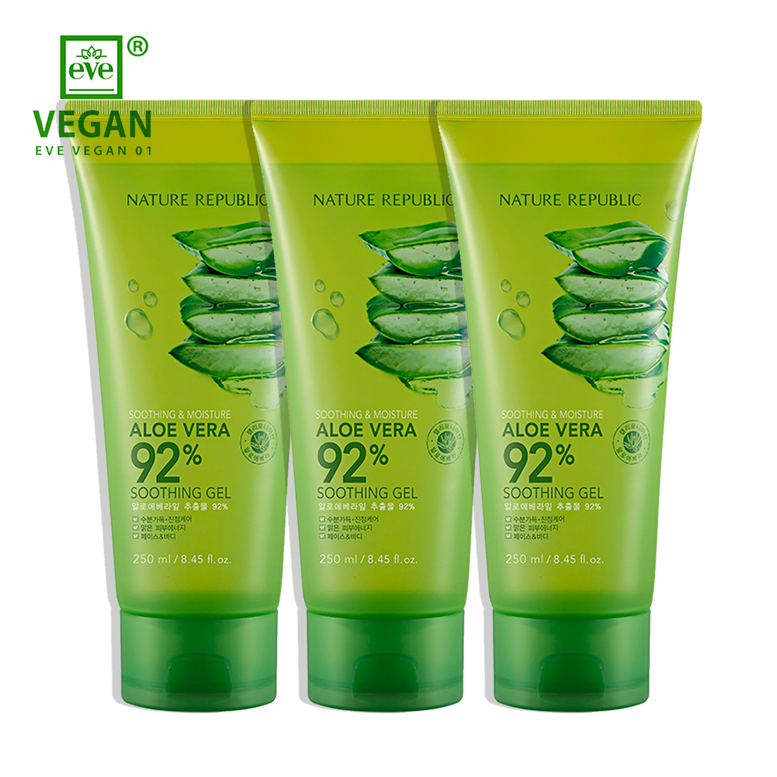 [VEGAN BEAUTY] [3X] Soothing & Moisture Aloe Vera 92% Soothing Gel (Tube)(New)