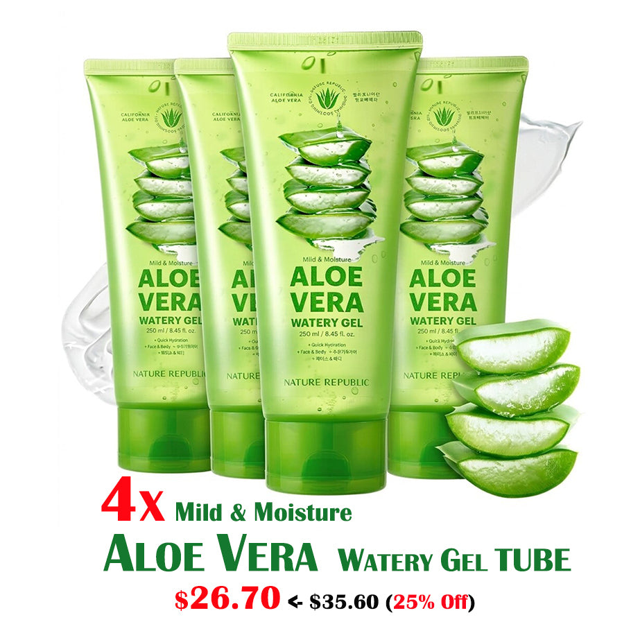[VEGAN BEAUTY] [4X] Mild & Moisture Aloe Vera Watery Gel (Tube)