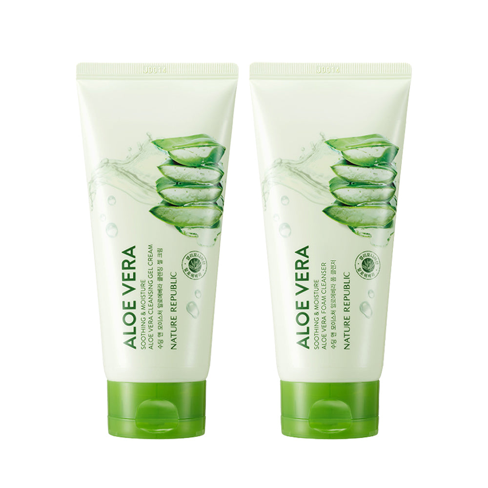 Soothing & Moisture Aloe Vera Cleansing Gel Cream & Foam Cleanser