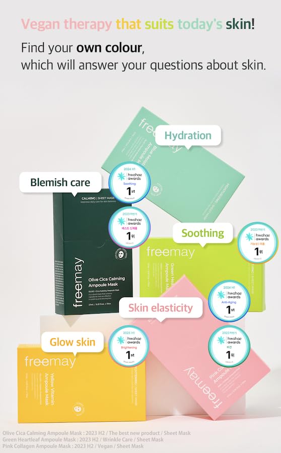 FREEMAY-Olive Cica Calming Ampoule Mask Sheets (10sheets)