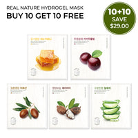 [10+10] Real Nature Hydrogel Mask Sheet (5 Option)