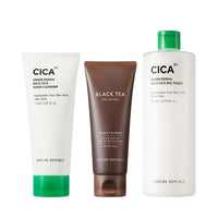 Green Derma Mild Cica Exfoliation Cleansing Set - Foam Cleanser, Natural Made Peel Off Pack (Black Tea) & Big Toner