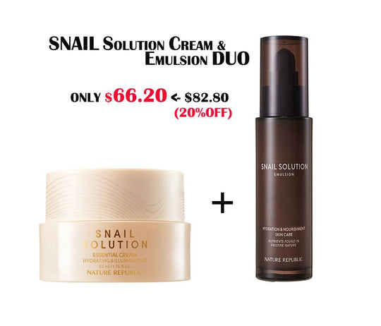 [NATURE REPUBLIC][IMPROVING SKIN COMPLEXION & ELASTICITY] SNAIL SOLUTION ESSENTIAL CREAM & EMULSION DUO