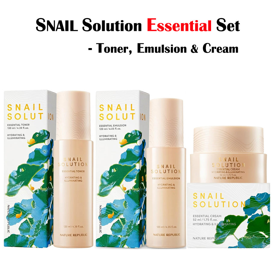 SNAIL SOLUTION ESSENTIAL SET ( Snail Solution Essential Toner , Emulsion & Cream )