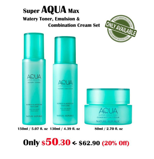 [NATURE REPUBLIC] SUPER AQUA MAX ESSENTIAL SET (TONER, EMULSION & COMBINATION WATERY CREAM)