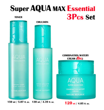SUPER AQUA MAX ESSENTIAL SET (TONER, EMULSION & COMBINATION WATERY CREAM (BIG))(NEW)