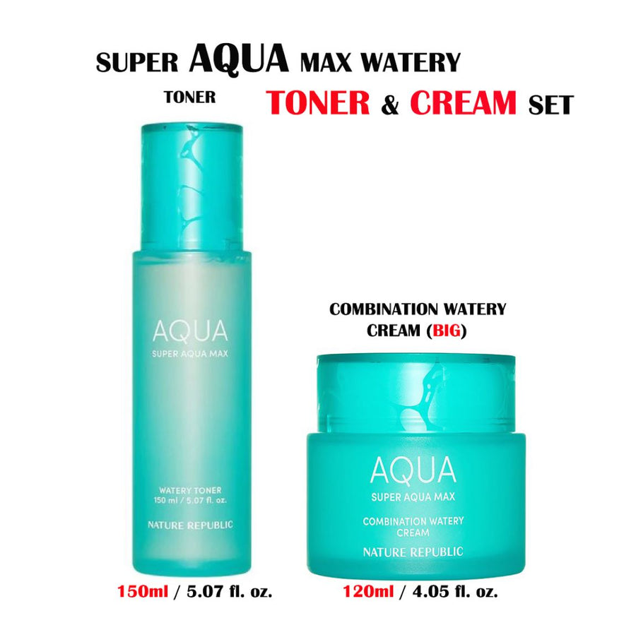 AQUASUPER AQUA MAXWATERY TONER　2個セット Super Aqua Max Watery Toner & Emulsion Daily Routine Duo – Nature