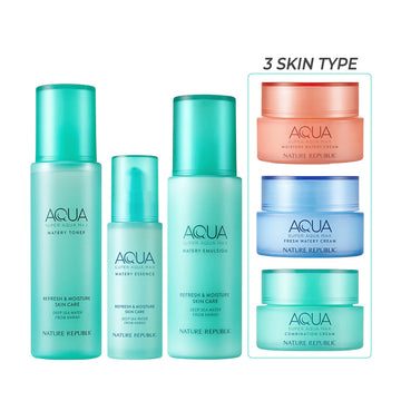 Super Aqua Max 4 Piece Set - Toner, Essence, Emulsion & choose your Watery Cream (w/ NCT 127 All Member's Goods)