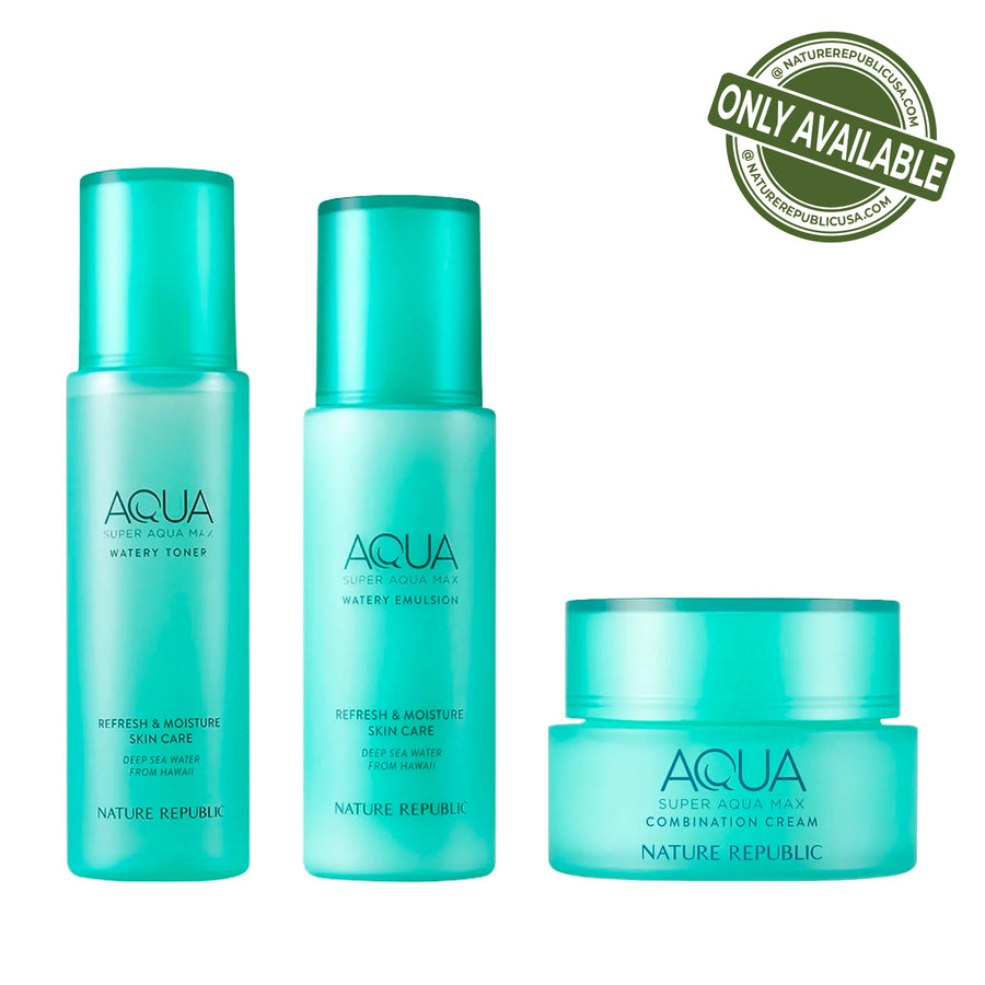 [T-Zone Oily] SUPER AQUA MAX ESSENTIAL SET (TONER, EMULSION & COMBINATION WATERY CREAM)(NEW)