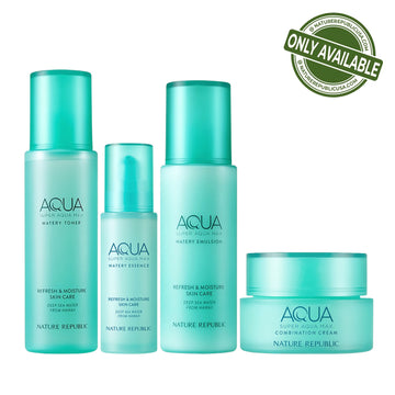 [MEMORIAL DAY] [T-Zone Oily] Super Aqua Max Essential Set (Toner, Essence, Emulsion & Combination Watery Cream)