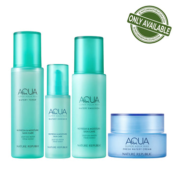 [Dehydrated] Super Aqua Max Essential Set (Toner, Essence, Emulsion & Fresh Watery Cream)